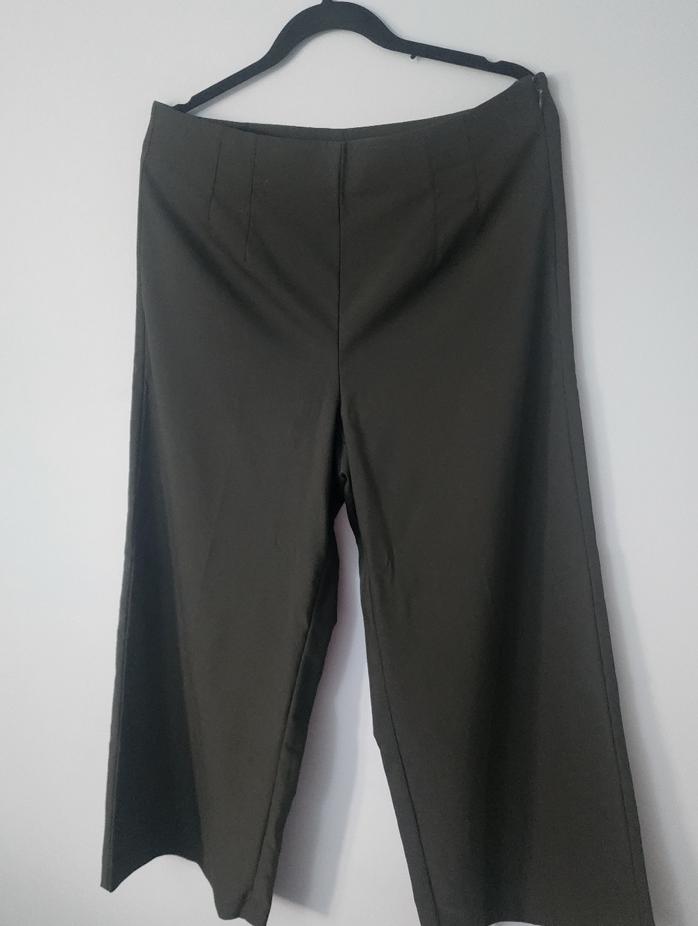 Loft Wide-Leg Dark Green Cropped Dress Pants NWT